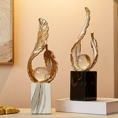 Luxe handcrafted Feather & Orb Sculpture
