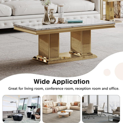 47'' Luxury Living Room Center Table with Marble Top. handcrafted high quality