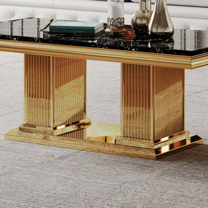 47'' Luxury Living Room Center Table with Marble Top. handcrafted high quality