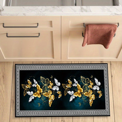 Luxury Floral handcrafted Hallway Rug Waterproof, Non-Slip, Oil Resistant, Machine Washable