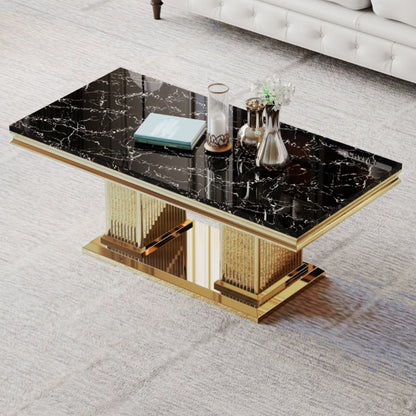 47'' Luxury Living Room Center Table with Marble Top. handcrafted high quality